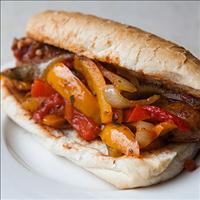 Sausage, Peppers and Onions on a Hoagie