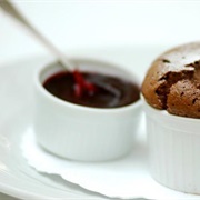 Chocolate Souffle With Berry Sauce