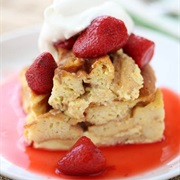 Bread Pudding With Strawberry Sauce