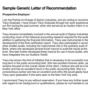 Letter of Recommendation