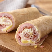 Brown Wrap With Ham, Cheese and Salad Cream
