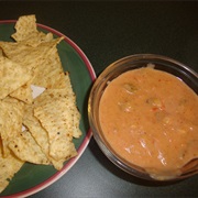 Tortilla Chips and Salsa Con Queso Dip