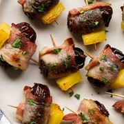 Bacon Wrapped Dates Stuffed With Pineapple