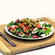 Olive Salad With Tomatoes, Cucumber, Radish and Lettuce