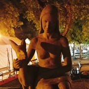 Girl With Deer Statue