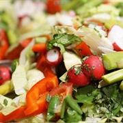 Radish and Asparagus Salad With Tomato and Cucumber