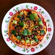 Vegan Pizza With Olives and Coriander