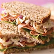 Turkey Breast, Ham, Coleslaw &amp; Balsamic Onion Chutney Sandwich
