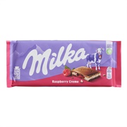 Milka Raspberry Creme Milk Chocolate Bar