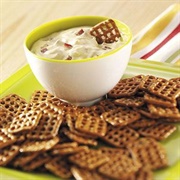 Grid Pretzels and French Onion Bacon Dip
