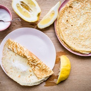 English Pancakes With Sugar and Lemon