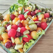 Fruit Salad With Lychee, Grapes, Peach &amp; Kiwi