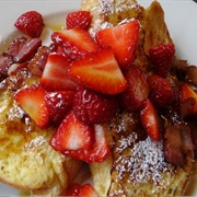 Egg, Bacon, and Fruit French Toast