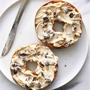 Cinnamon Raisin Bagel With Cranberry, and Pepper Cream Cheese