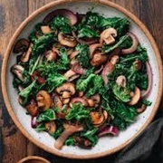 Indian Spice Sauteed Spinach, Mushroom and Red Onion