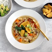 Spicy Chicken Soup With Sweet Potatoes, and Cabbage