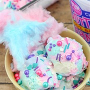 Candy-Loaded Cotton Candy Sundae (Candy Concrete)