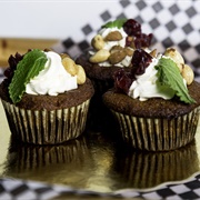Vegan Chocolate Cupcakes With Cream &amp; Nut Topping