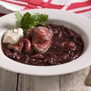 Beef Soup With Cabbage and Horseradish Cream