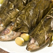 Grilled Fish in Grape Leaves