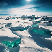 Walk on Lake Baikal in Russia