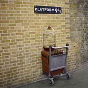 Visit Platform 9 and 3/4 at Kings Cross Station.