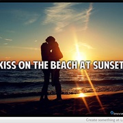 Kiss on the Beach at Sunset