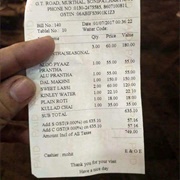 A Restaurant Receipt Dated >6 Months Old