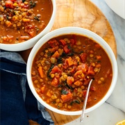 Spicy Tomato Lentil Kale Soup