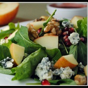 Salad With Apple, Blue Cheese, Pomegranate and Walnuts
