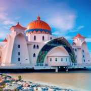 The Malacca Straits Mosque, Malacca Island, Malaysia