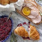 Thanksgiving Leftover Sandwich on a Croissant