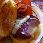 Troyer's Trail Bologna and Swiss Cheese Sandwich