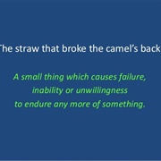 The Straw That Broke the Camel's Back