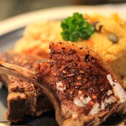 Harissa Lamb With Spiced Mash and Cinnamon Onions