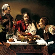 Caravaggio (Michelangelo Merisi Da Caravaggio): Supper at Emmaus (1601) National Gallery, London