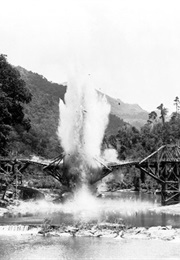The Bridge Collapsing in the Bridge on the River Kwai (1957)