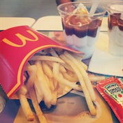 French Fries and Caramel Sundae