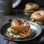 Halloumi Beet Bagel