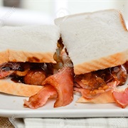 Sausage and Bacon on White Bread