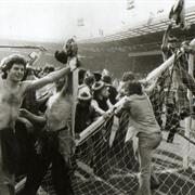 Scottish Fans Breaking Crossbar at Wembley