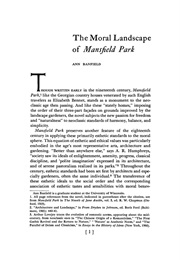 The Moral Landscape of Mansfield Park (Ann Banfield)