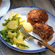 Pfleischplazerl Mit Kartoffelsalat ( Fried Meat Balls With Potatoe Salad)