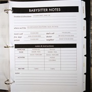 Babysitter Instructions
