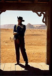 Ethan Edwards Framed in the Dark Doorway in the Searchers (1956)