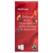 Waitrose Belgian Dark Chocolate With Raisins & Almonds