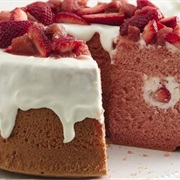 Strawberry Rhubarb Chiffon Cake