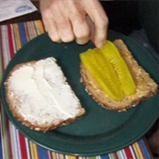 Peanut Butter, Mayonnaise, and Dill Pickle Sandwich