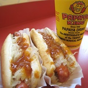 Hot Dog and Drink From Papaya King