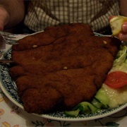 Enjoying a Giant Schnitzel in Germany